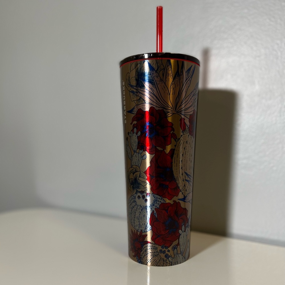 HTF ultra rare cactus Starbucks Tumbler red & blue desert flower NWT Venti